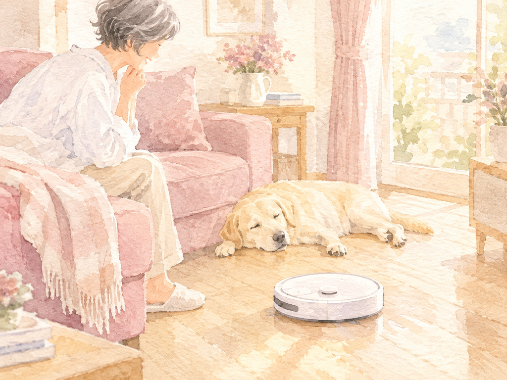 陽だまりのリビングと愛犬